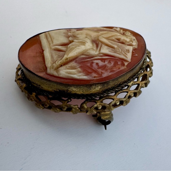 Vintage Cameo Brooch with Gold Trim - Picture 3 of 14